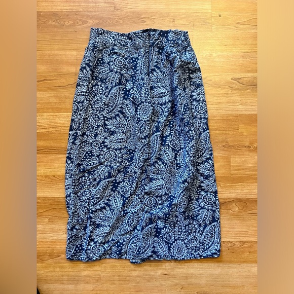 Madewell linen blend knotted midi skirt in paisley garden - Picture 2 of 4